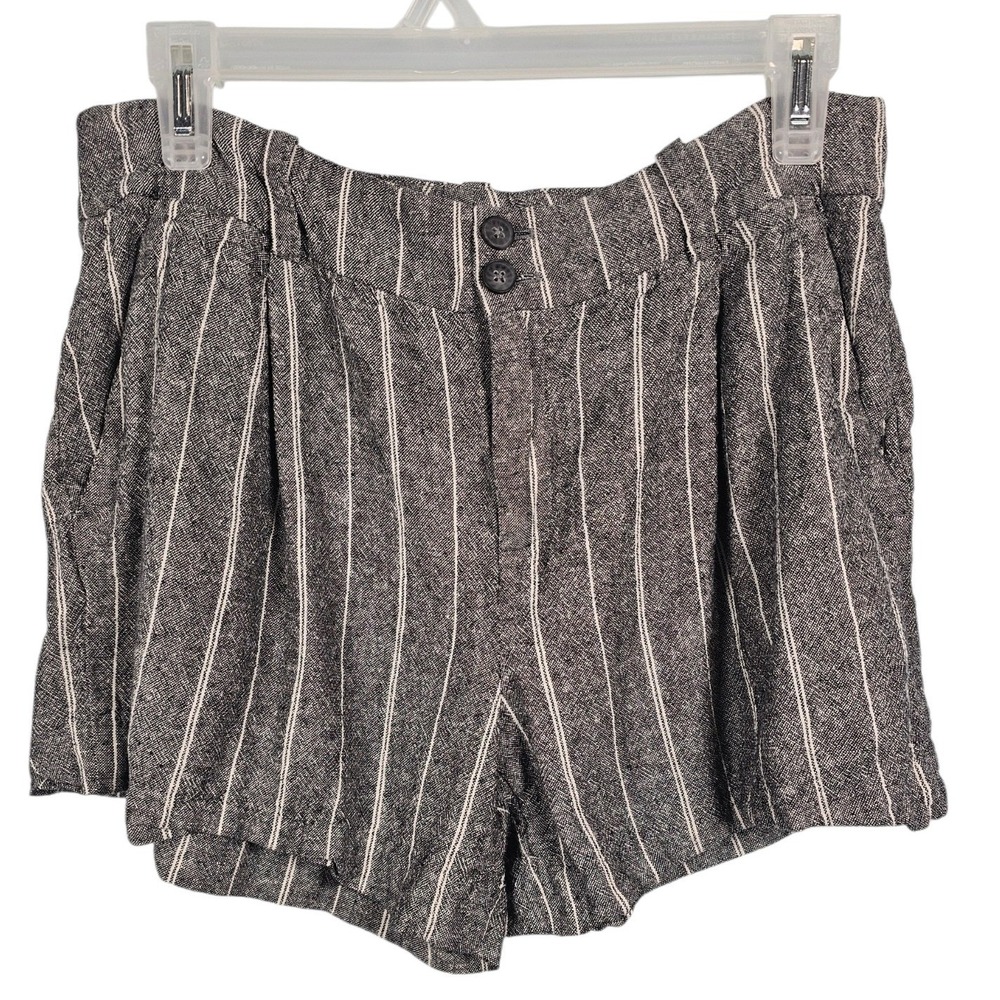 Calvin Klein Shorts Pinstripe Linen Blend Coastal Nautical Grey White Women's 8